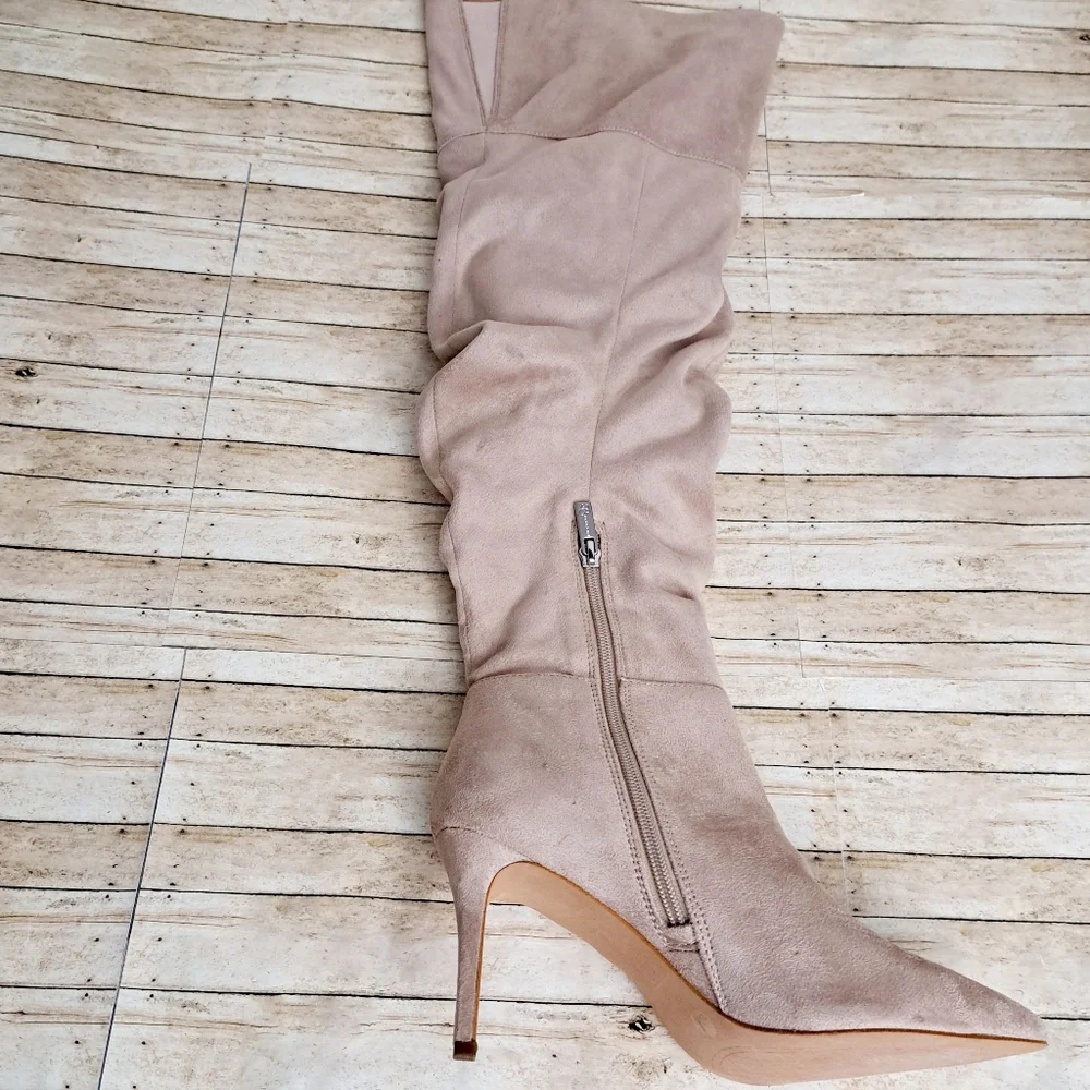 Jessica Simpson Women's Aleta Stileto Over The Knee Faux Suade Brown Boots Sz 7M